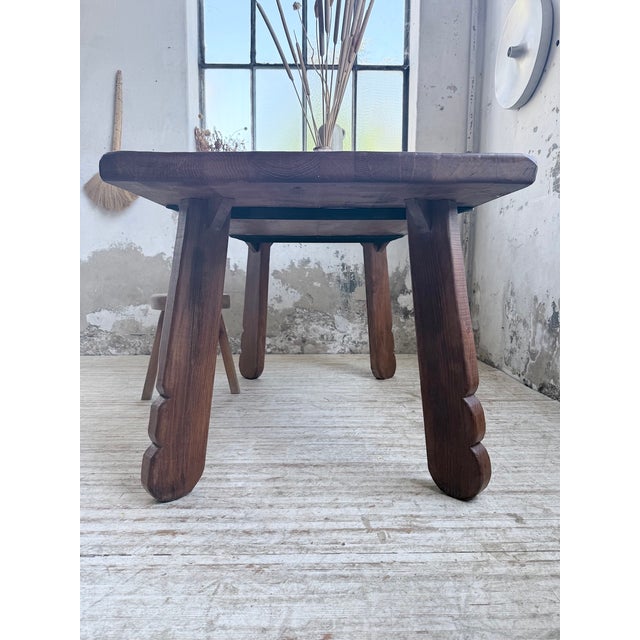 Brutalist Oak Table attributed to De Puydt, Belgium, 1970s For Sale - Image 11 of 18