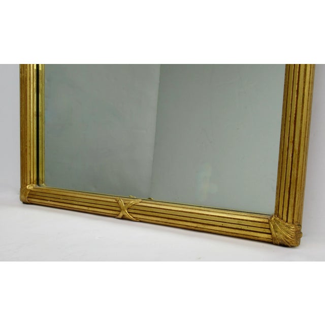 Vintage Hollywood Regency Carved Wood, Gilded Gold Leaf Overlay Wall or Pier Mirror Mitered Corners For Sale - Image 10 of 12