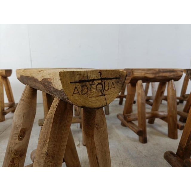 Brown Vintage Wooden Stool, 1970s For Sale - Image 8 of 14