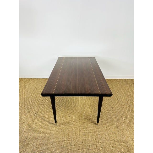 Art Deco Modern Extendable Dining Table in Macassar Ebony, France, 1950s For Sale - Image 6 of 14