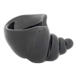Cartier Black Glass Conch Shell Bud Vase For Sale