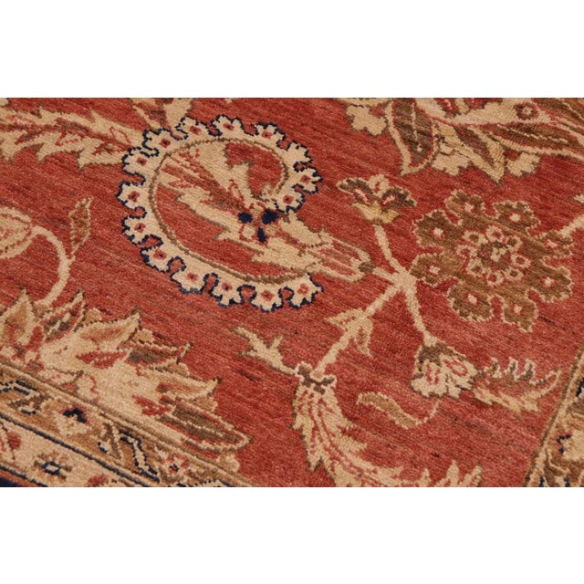 Classic Ziegler Peach Blue Hand-Knotted Wool Rug - 9'2'' X 11'0'' For Sale - Image 4 of 7