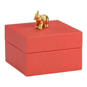 Red Faux Leather Elephant Box