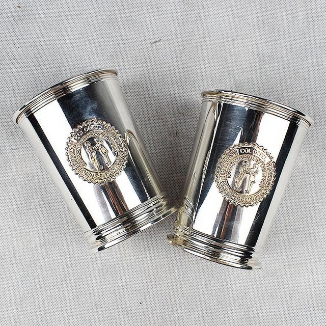 Silver Plate Engraved Kentucky Colonels Mint Julep Cups 1982 a Pair