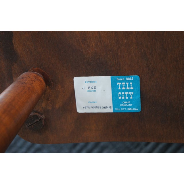 Mid 20th Century Tell City Hitchcock Style Maple Rumford & Gold Stenciled Spindle Back Bench For Sale - Image 9 of 15