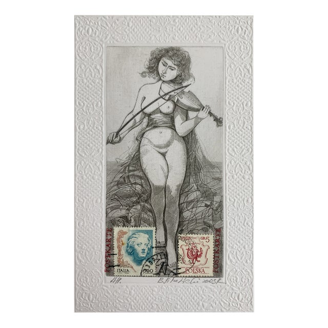 Bogdan Pikulicki, Violin, Etching & Collage on Embossed Paper, 2003 For Sale