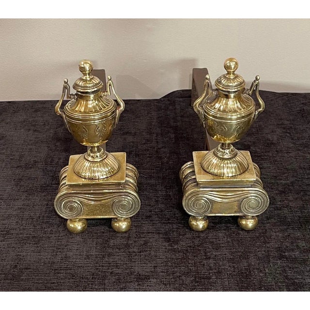 Mid 19th Century Brass Andirons, of Proportions - a Pair For Sale In New York - Image 6 of 13