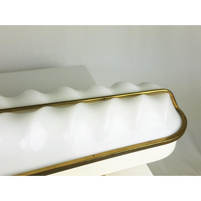 Large White Acrylic Glass, Metal & Brass Wall Lamp from Italian Cinema, 1950s For Sale - Image 9 of 13