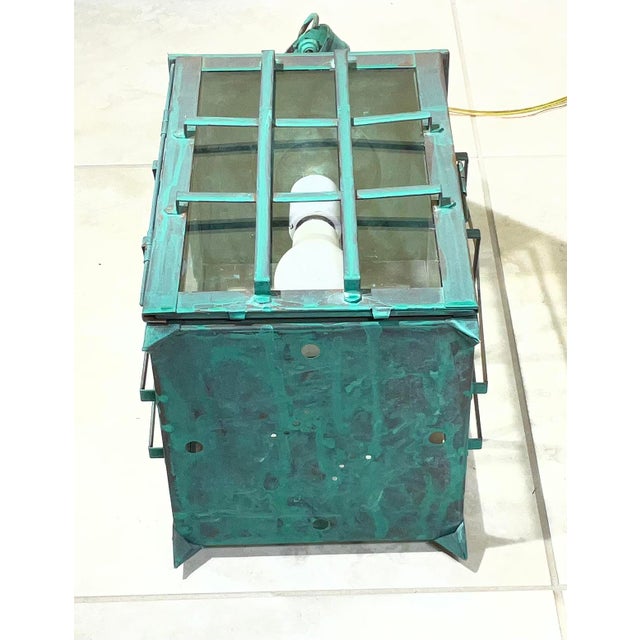 Vintage Solid Copper Hanging Lantern – Patina /Colonial/Rustic/Industrial For Sale - Image 14 of 16