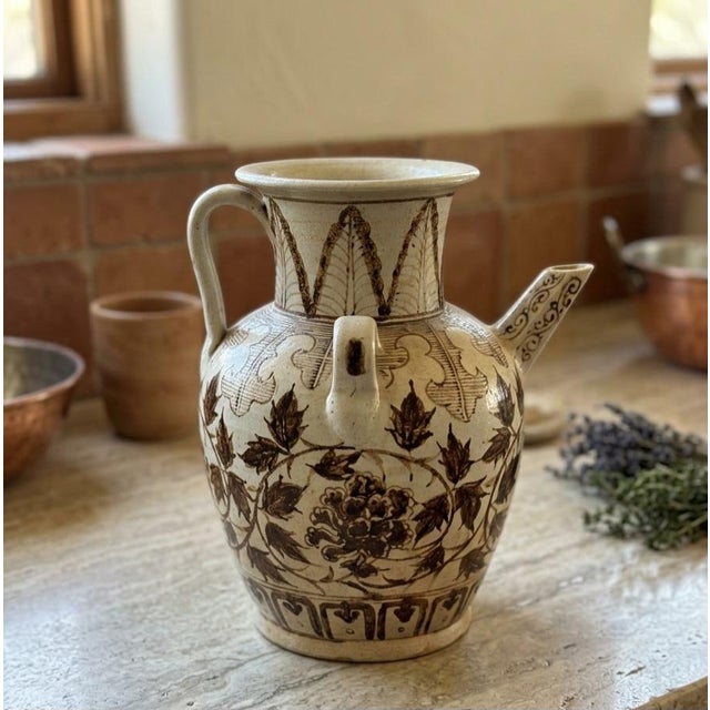 Chinese Late 19th Century Chinese Cizhou or Jizhou-Style Painted Porcelain/Stoneware Ewer/Pitcher For Sale - Image 3 of 5