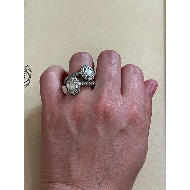 Handmade Natural Rose Cut Diamond & Uncut Diamond Polki Gold 925 Sterling Silver Fine Handmade Victorian Vintage Diamond...