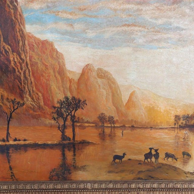 Monumental Antique Hudson River School Oil on Canvas Southwestern Landscape For Sale - Image 4 of 16