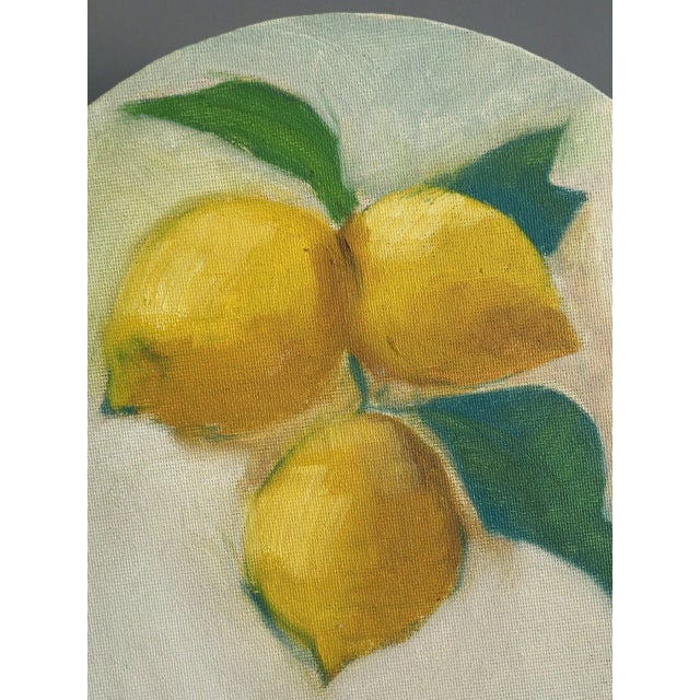 Textile Contemporary 'Lemons' Original Mini Impressionist Still Life Oil Painting, Unframed For Sale - Image 7 of 8