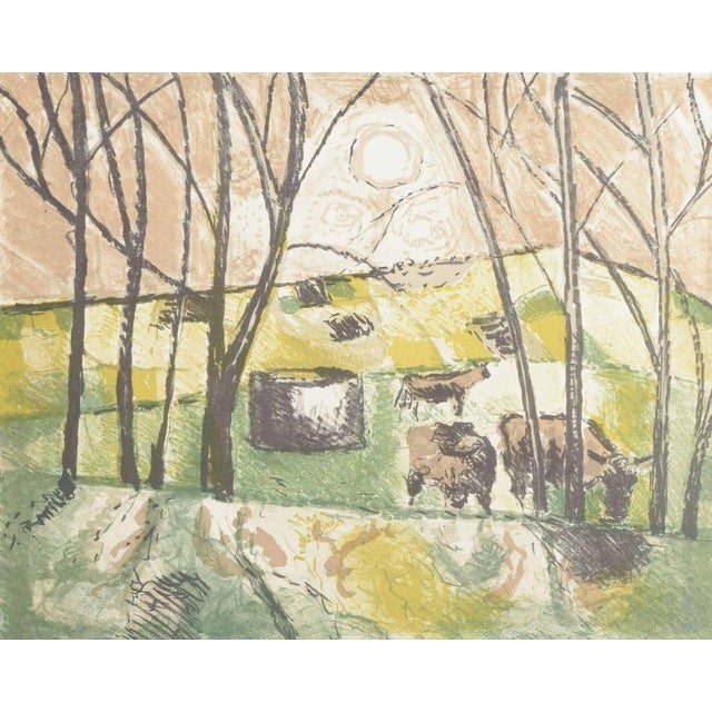 Poul Ekelund, Cows in a Landscape, 1972, Color Lithograph on Paper For Sale - Image 7 of 7