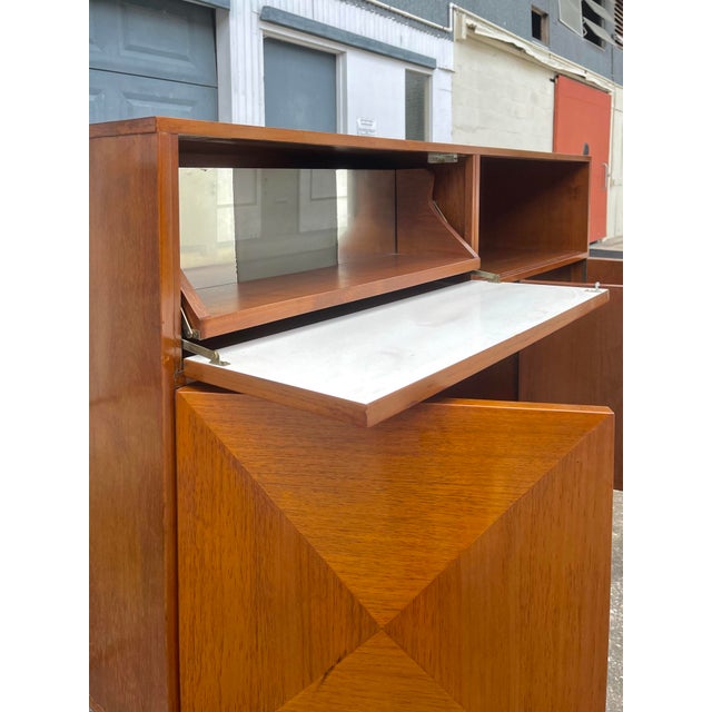Mid-Century Modern Italian Style Mid Century Modern Highboy Sideboard or Dry Bar For Sale - Image 3 of 12