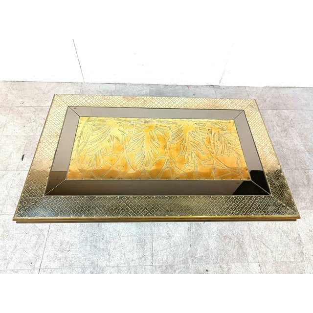 Hollywood Regency Vintage Brass Coffee Table attributed to Rodolfo Dubarry, 1970s For Sale - Image 3 of 12