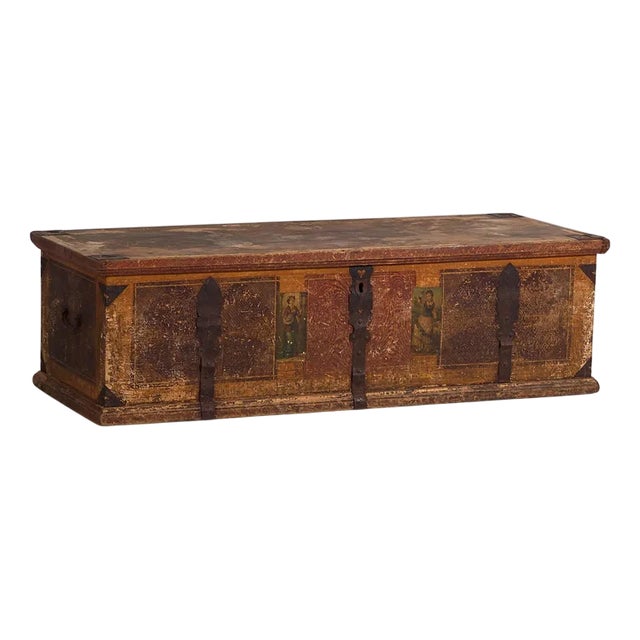 Antique Folk Art Bridal Trunk, 1820s For Sale
