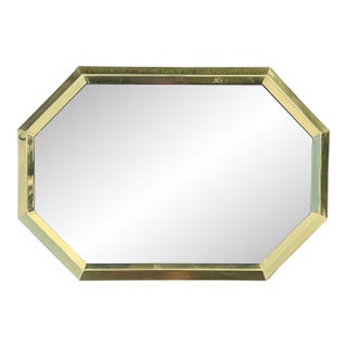 Brass Framed Octagonal Vintage Decorative Beveled Mirror 36” For Sale