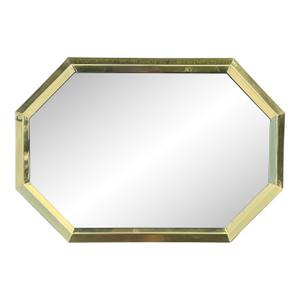 Brass Framed Octagonal Vintage Decorative Beveled Mirror 36”