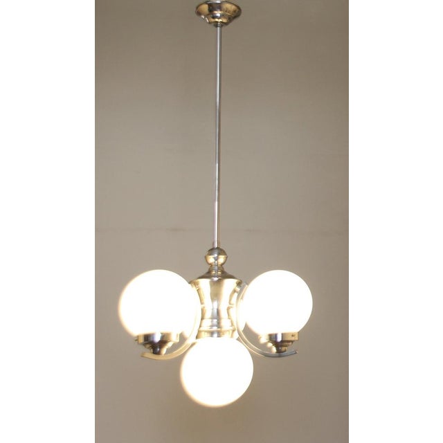 Vintage Bauhaus Glass Chandelier, 1930s For Sale - Image 3 of 11