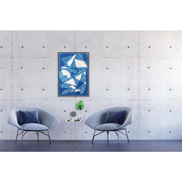 2026, Avant Garde Style, Modern Cyanotype, Handmade Monotype of Smoke and Mirrors by Kind of Cyan For Sale In Miami - Image 6 of 8