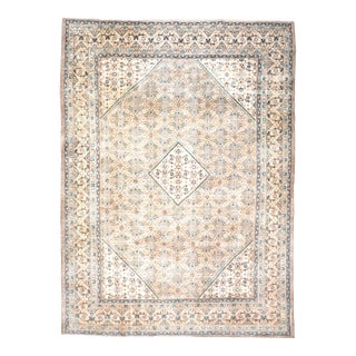 1970s Vintage Persian Handmade Wool Cotton Brown Area Rug For Sale