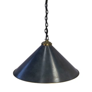 Industrial Pendant Light in Galvanized Brass, 1940s For Sale