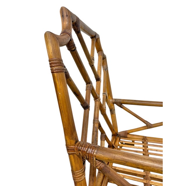 Vintage Bamboo & Rattan Arm Chairs - Set of 2 For Sale - Image 10 of 11