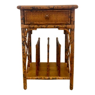 70s Faux Bamboo Cane Magazine Rack Side Table . For Sale