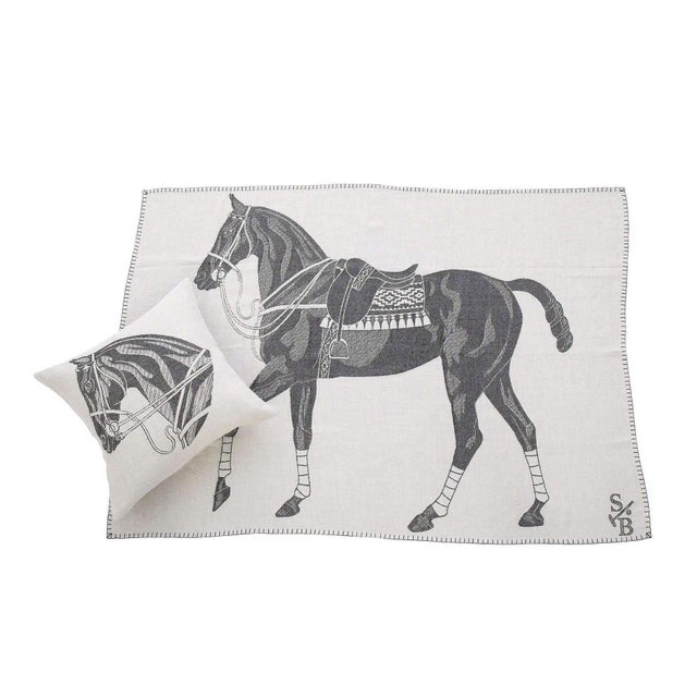 Contemporary Polo Pony Alpaca Throw Blanket - Charcoal For Sale - Image 3 of 4