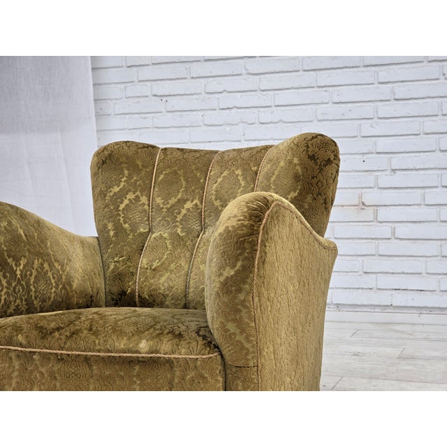 Danish Relax Chair in Furniture Velour and Oak Wood, 1950s For Sale - Image 17 of 18