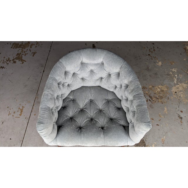 Wood Milo Baughman for Thayer Coggin Lounge Chairs in Crushed Sky Blue - a Pair For Sale - Image 7 of 8