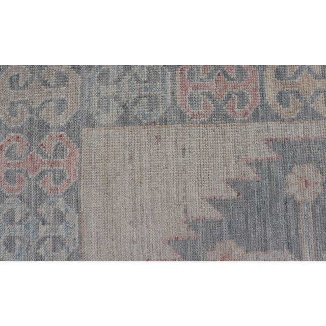 Modern Oushak Runner by Keivan Woven Arts in Soft Blue and Pale Peach 3'1 X 7'1 For Sale - Image 9 of 12
