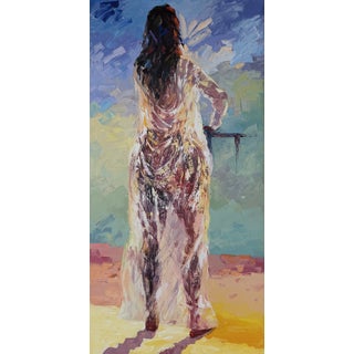 Through the Veil, 21st Century, Contemporary Art, Figurative Portrait, Africa Women, Impressionism, 2024 Godfrey Afebuame (2024), Oil on Canvas For Sale