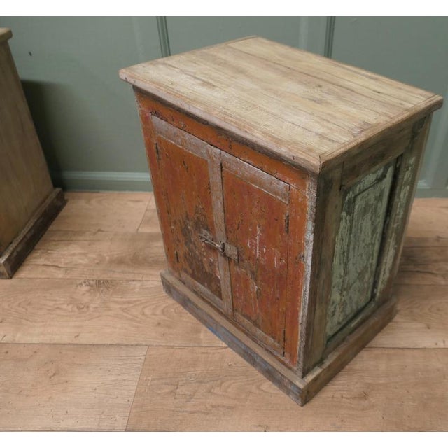 2000 - 2009 French Rustic 2-Door Cupboards with Distressed Paint, Set of 2 For Sale - Image 5 of 8