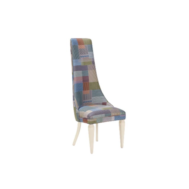 Textile Contemporary Tall Back Side Chair Covered in Paul Smith Fabric For Sale - Image 7 of 7