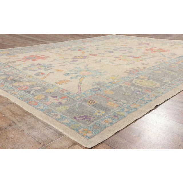 Textile Turkish Oushak Rug - 09'02 X 12'01 For Sale - Image 7 of 9