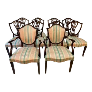 Set of 10 Mahogany Dining Chairs by Old Colony, 1940s
