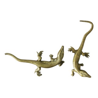 Brass Lizard Figures, 1960s, Set of 2 For Sale