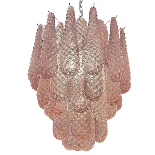 1990s Glass Pink Petal Chandeliers, Murano, 1990s, Set of 2 For Sale - Image 5 of 15