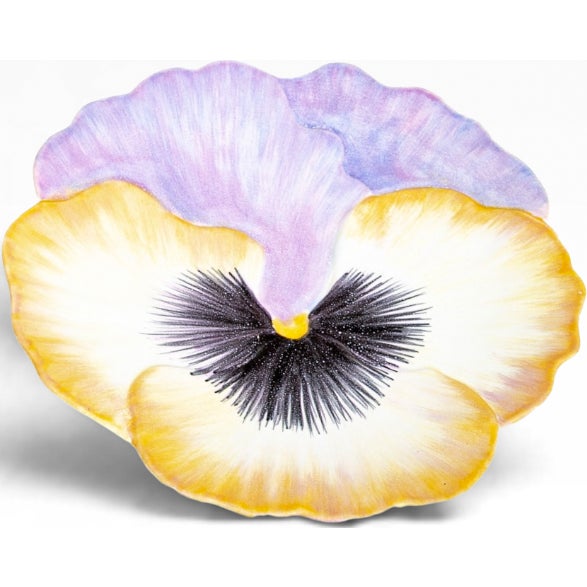 Vintage French Marcel Guillot Hand-Painted Ceramic Pansy Plates - A Pair An enchanting pair of authentic mid-century...