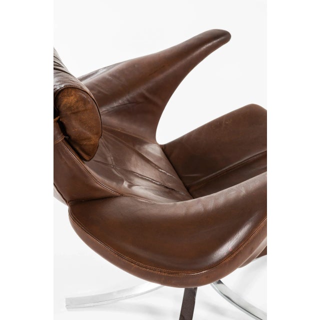 Set of Model Måsen / Seagull Easy Chair & Stool by Gosta Berg for Fritz Hansen, 1971 For Sale - Image 11 of 12