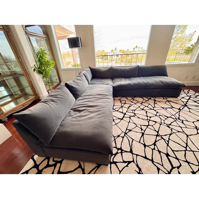 Four Hands Charcoal Fabric Sectional For Sale - Image 4 of 12