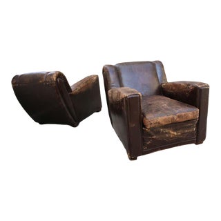 Art Deco Club Chairs Attributed to Poltrona Frau - a Pair For Sale