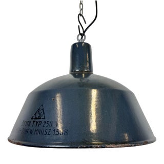 Industrial Dark Blue Enamel Pendant Lamp from Emax, 1960s For Sale