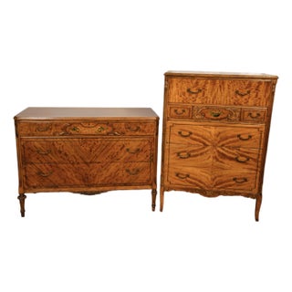 1920s Set P.Nathan Sons, Inc. New York French Kingwood High Dresser & Low Dresser, 2 Pieces For Sale