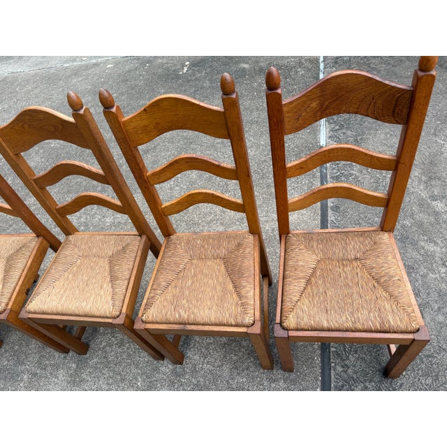 Vintage French Country Ladder Back Dining Chairs With Rush Seats - Set of 8 For Sale - Image 9 of 9