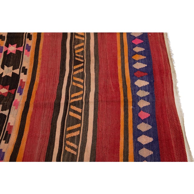 1960s Vintage Turkish Kilim Multicolor Handmade Tribal Wool Rug For Sale In New York - Image 6 of 8