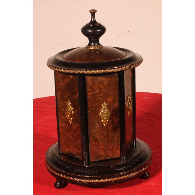 Napoleon III Cigar Humidor in Blackened Wood and Brass For Sale - Image 4 of 11