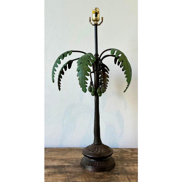 Vintage Bronze Palm Tree Lamp For Sale In West Palm - Image 6 of 12
